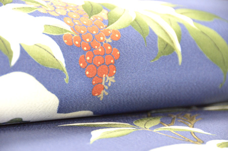 雪持ち南天名古屋帯