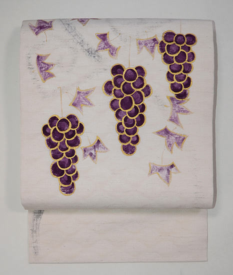 吉岡常雄作 葡萄の手描き名古屋帯