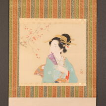 日本画軸装 額縁可能です 松観作品直筆画寸法47センチ✖️