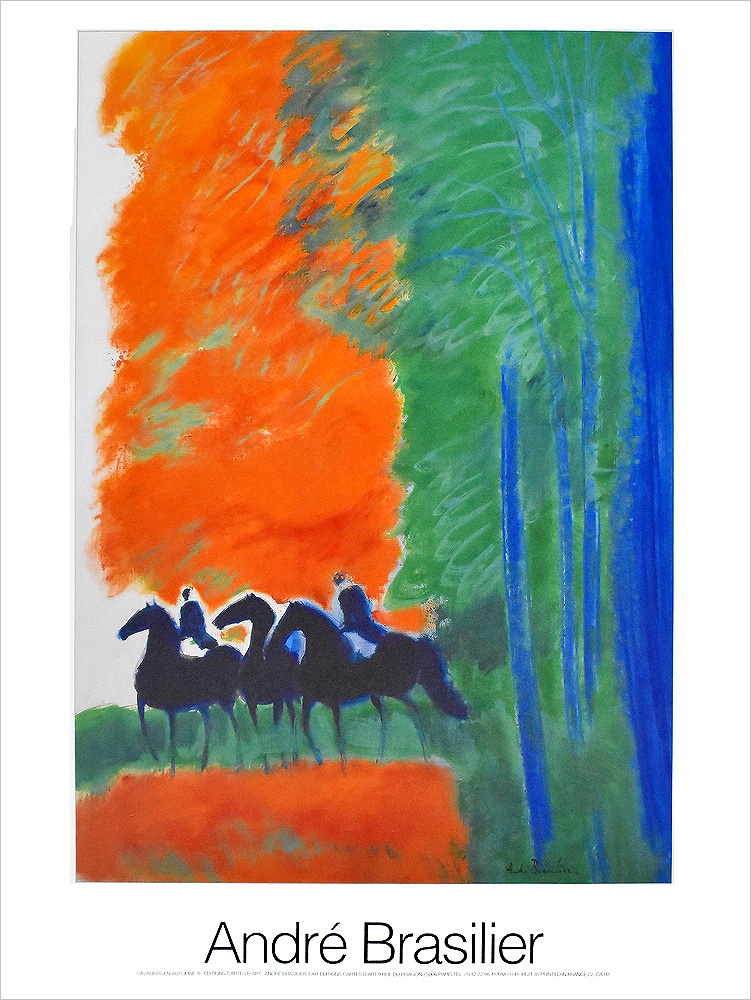 アンドレ・ブラジリエ ポスター 秋、馬に乗る人達 A2353|アート