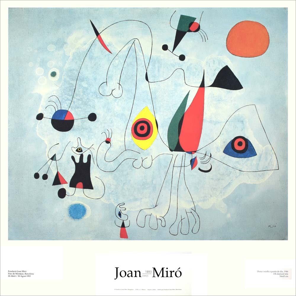 ジョアン・ミロ ポスター Dona i ocells a punta de dia(1946) |アート