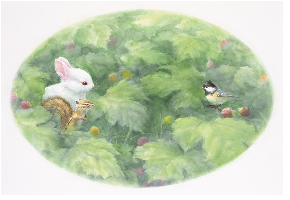 土田穣 絵画 (版画/ジクレー) イチゴの森で 7469|アート＆フレーム|絵