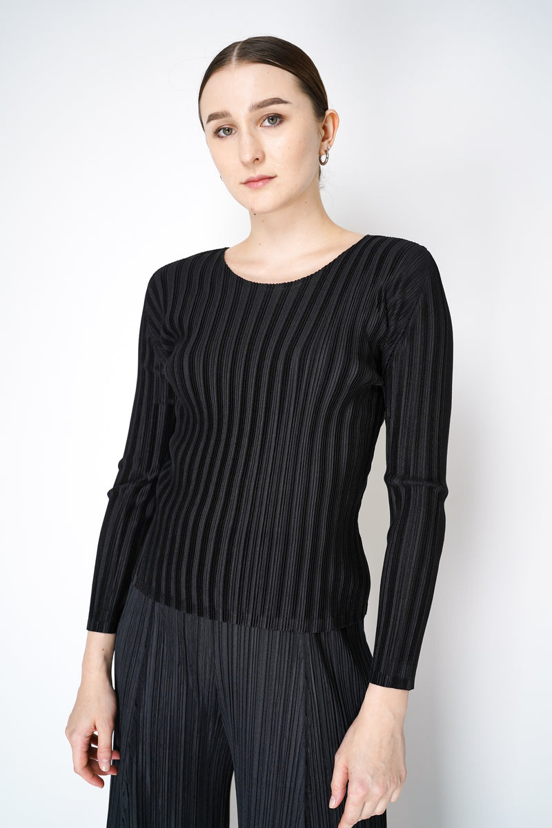 Pleats Please Issey Miyake Rib Pleats Basics Long Sleeve Top in