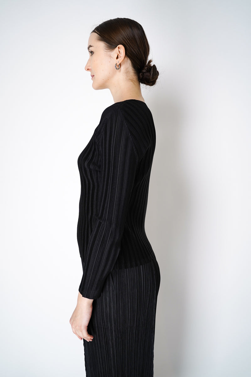 Pleats Please Issey Miyake Rib Pleats Basics Long Sleeve Top in