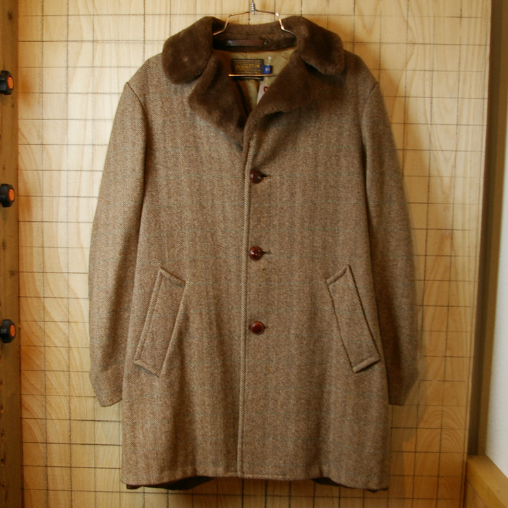 PENDLETON】USA製70sビンテージ古着ブラウンヘリンボーンツイード
