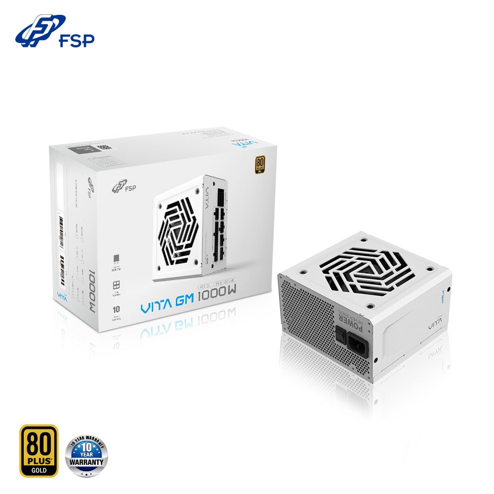 FSP VITA-1000GM, WHITE 1000W 80 Plus Gold ATX3.1/PCIe5.1 Power Supply.