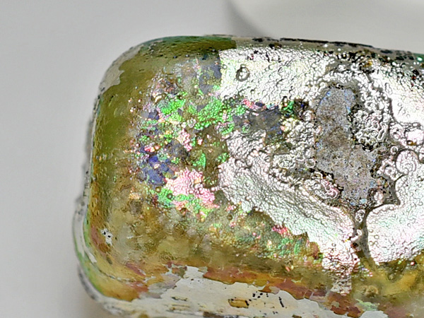 1909】古代ローマングラス激しい銀化四角小瓶 ボトル(高さ約45Cm