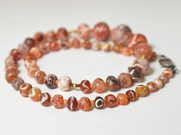 2210】古代インダスエッチドカーネリアン幾何学紋様Mixビーズ