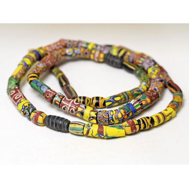 2601】ANTIQUEヴェネチアミルフィオリMixビーズ一連ロング3,とんぼ玉