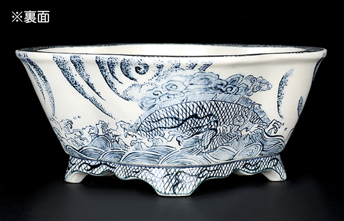 高山染付龍図木瓜式鉢 | 盆栽、盆栽書籍、盆栽鉢の通販│近代出版