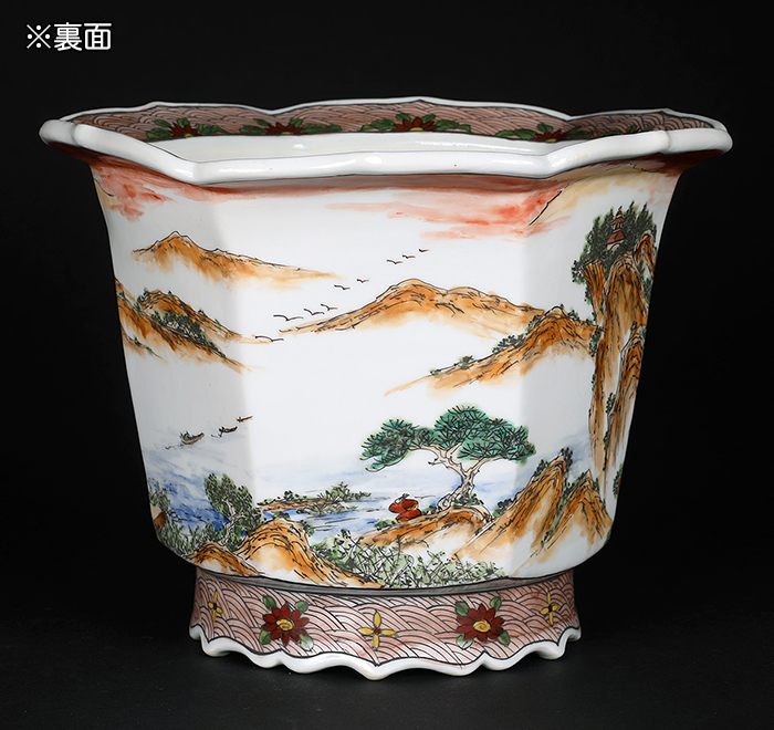 月之輪正泉五彩山水図輪花縁六角鉢 | 盆栽、盆栽書籍、盆栽鉢の通販