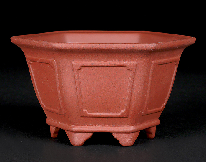 紫泥外縁額面六角鉢 | 盆栽、盆栽書籍、盆栽鉢の通販│近代出版