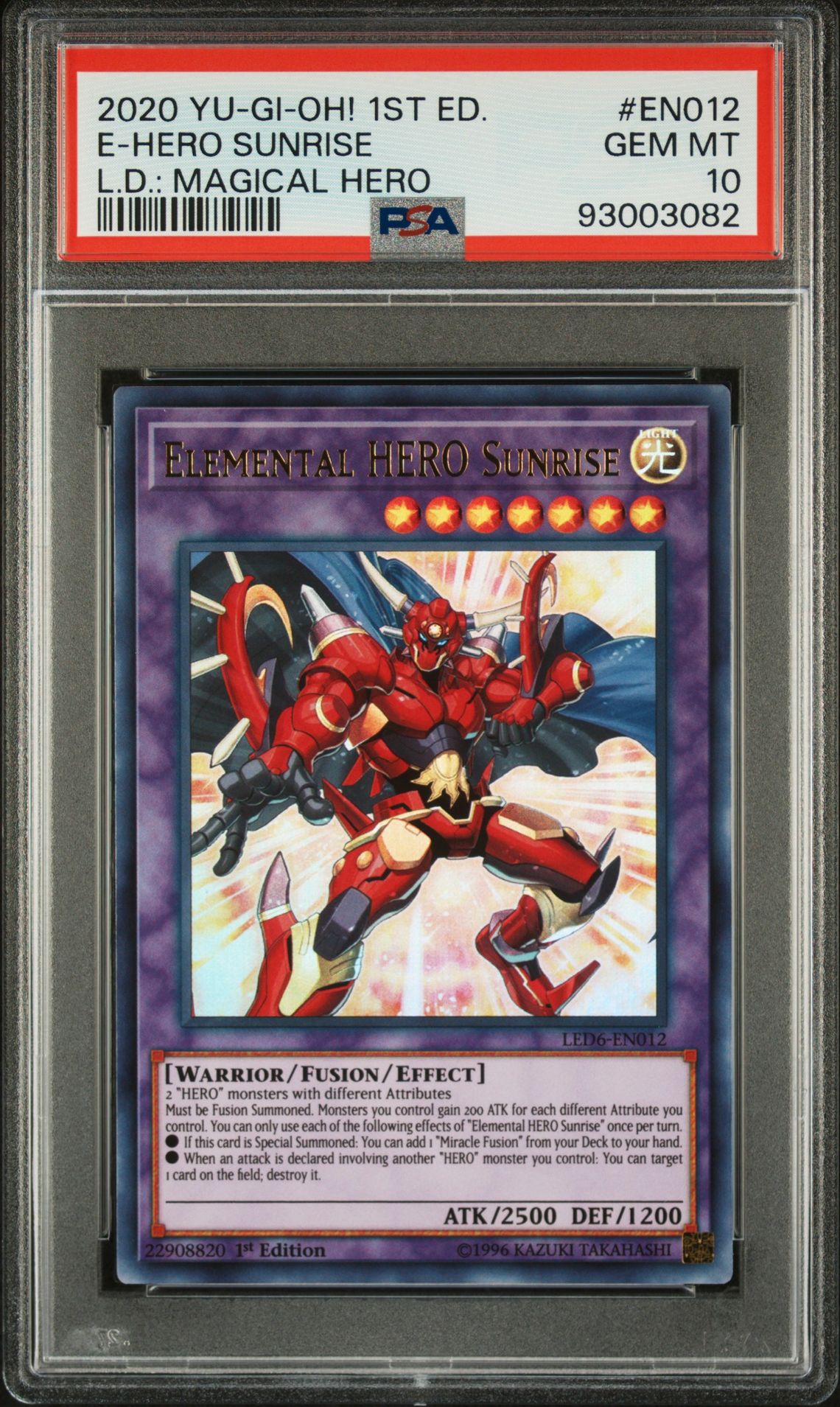 PSA 10 - Yu-Gi-Oh Card - LED6-EN012 - ELEMENTAL HERO SUNRISE