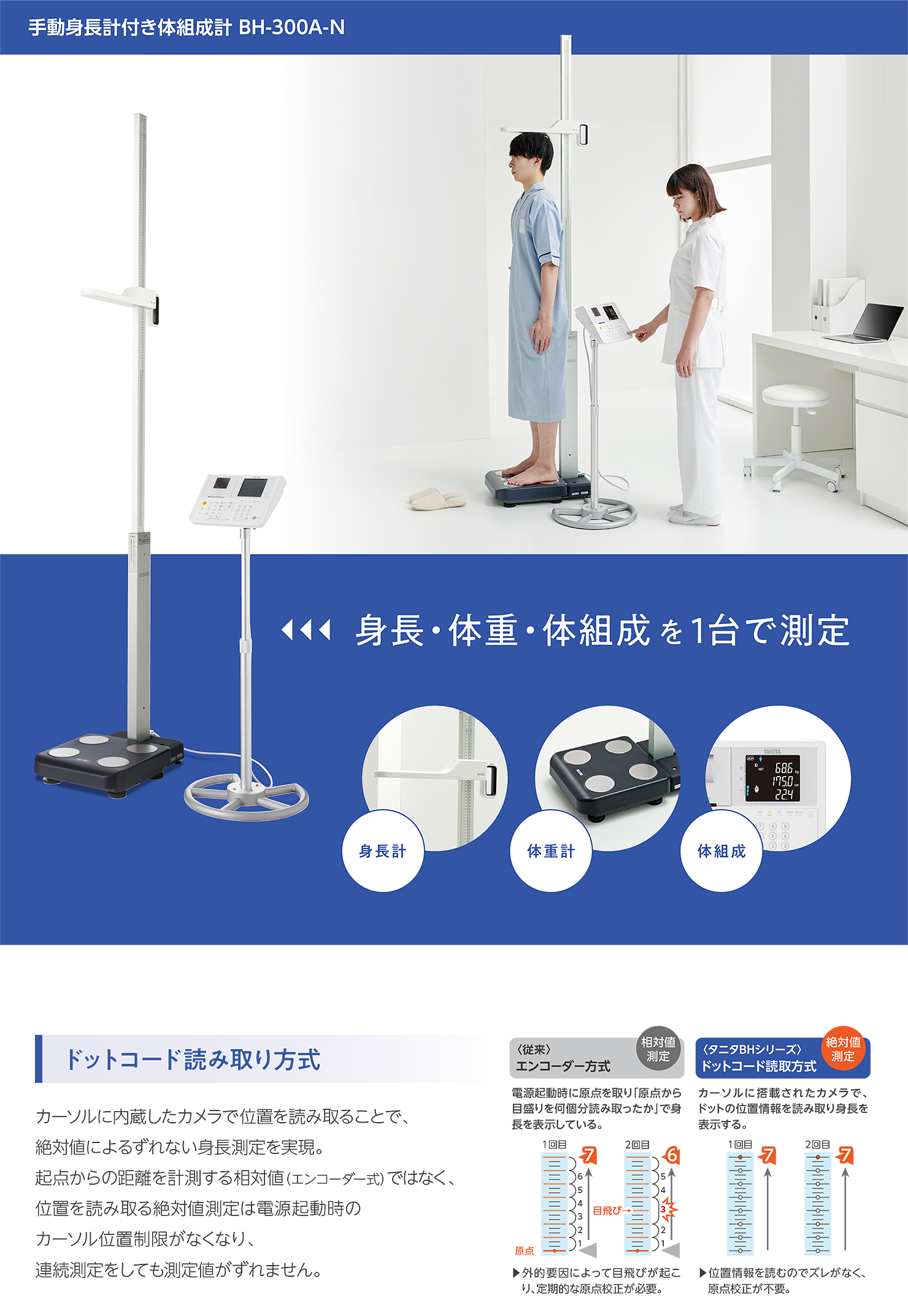 タニタ 手動身長計付き体組成計 BH-300A-N-美容機器の卸/仕入れなら