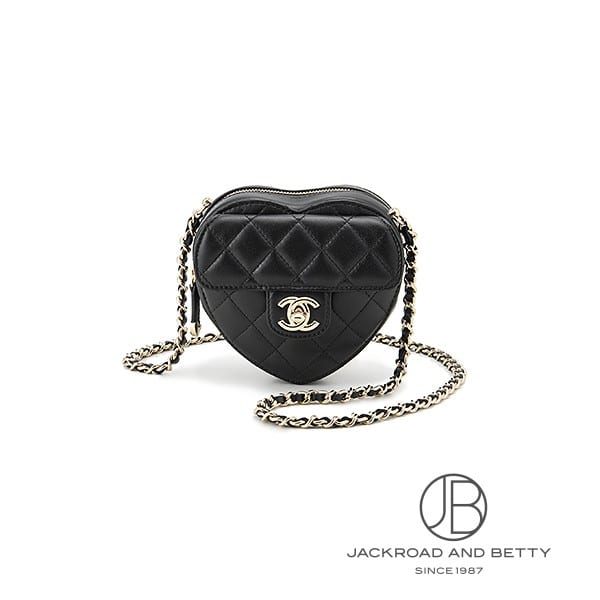 マトラッセ ハート チェーン クラッチ バッグ ブラック 黒[AP2784