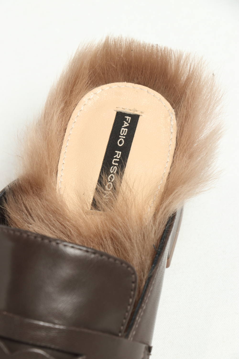 FABIO RUSCONI - 3849 インソール ファー レザー ローファー ミュール