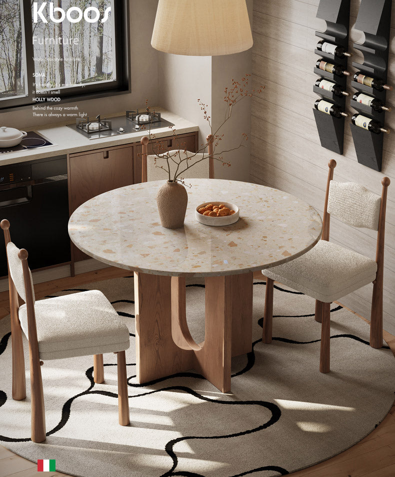イタリア輸入テラゾー人造大理石 ラウンドテーブル koboos-020 fkb-7590