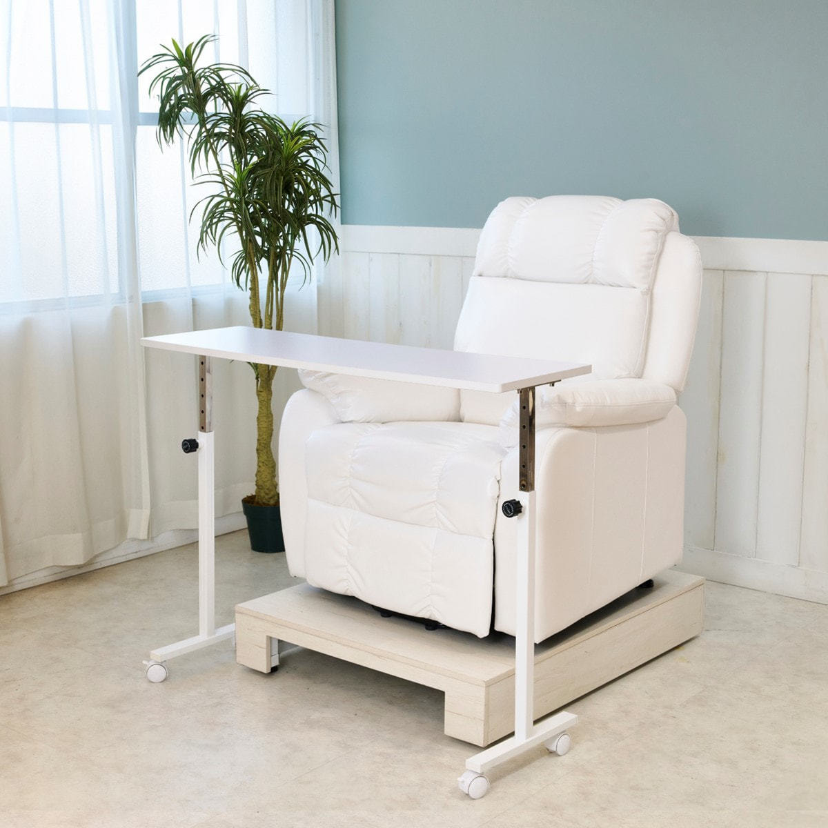 ソファ用ネイルテーブルワイドタイプ(昇降機能＆キャスター付き)の卸