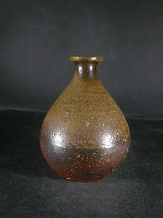 備前焼 登窯 備前焼人間国宝 伊勢崎 淳 共箱付黄ゴマ徳利16 備前焼卸