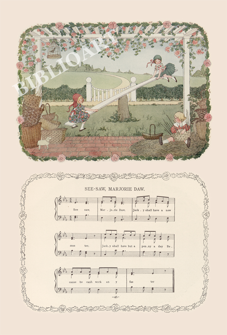 洋書古書 希少な楽譜絵本 1912年発行 ル・メールの淡く繊細で優雅