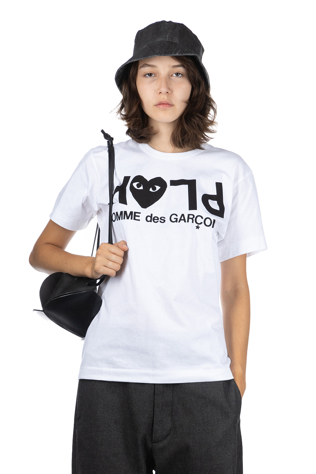 Comme Des Garcons Play | Unisex Play Text Logo T-Shirt - White