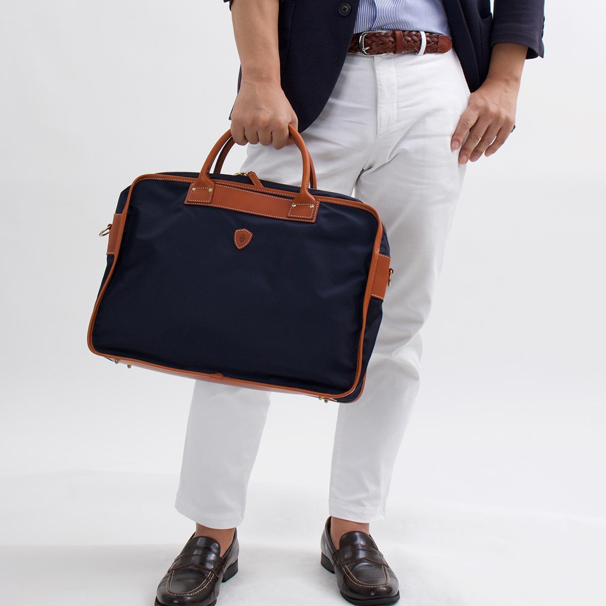 フェリージ ビジネスバッグ バッグ メンズ ネイビーブルー&ライト