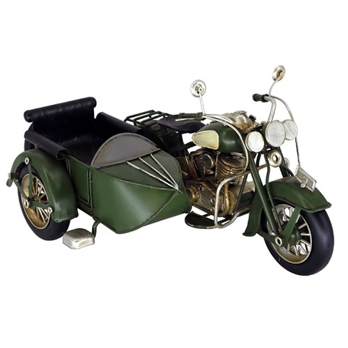 ブリキのバイクサイドカー／ダークグリーン(Mサイズ) , ブリキの