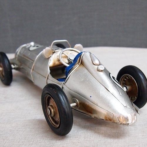 ブリキの車 レーシングカー／シルバー(Mサイズ) , ブリキのおもちゃTOP