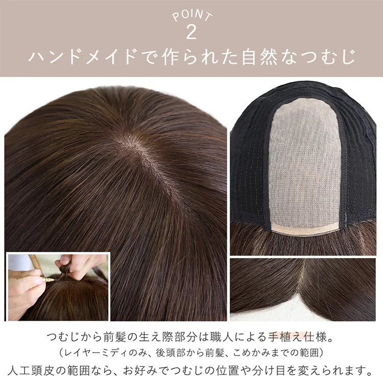 医療用ウィッグ 部分手植え人毛MIX大人ミディ｜ウィッグのことなら