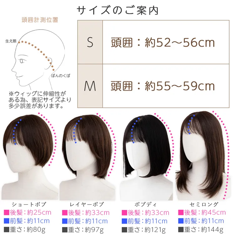 医療用ウィッグ 部分手植え 人毛100% ナチュレシリーズ 選べる3タイプ