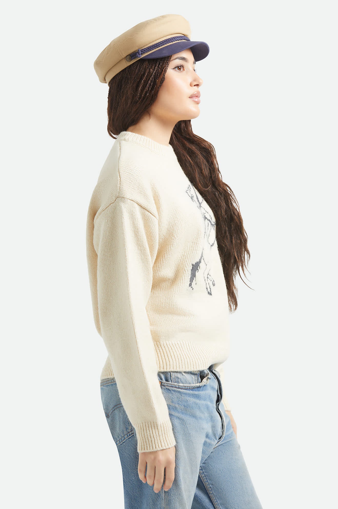 Women's Brixton Ranching Club Crew Sweater in Whitecap