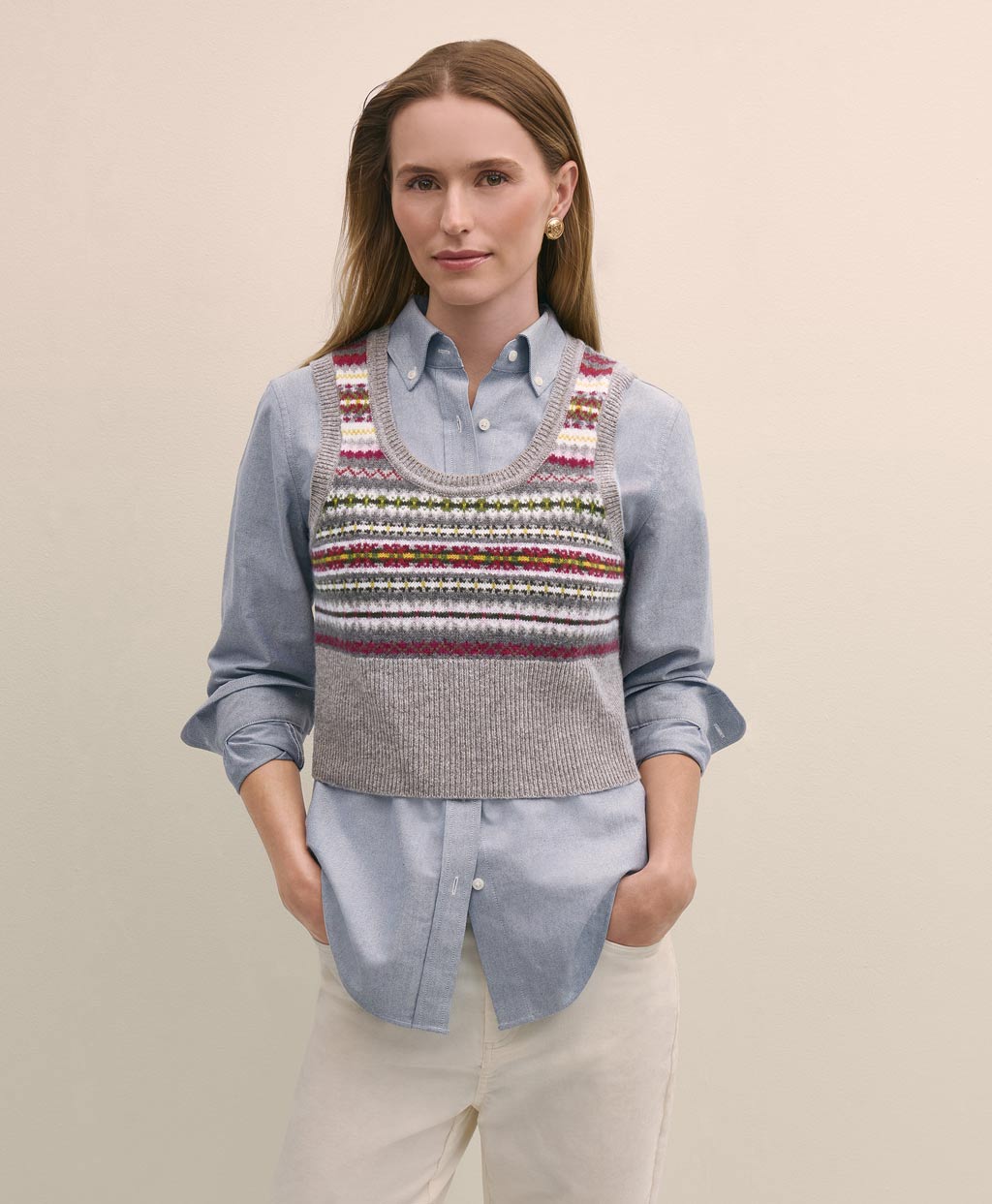 ラムズウール フェアアイル ノースリーブセーター | Brooks Brothers