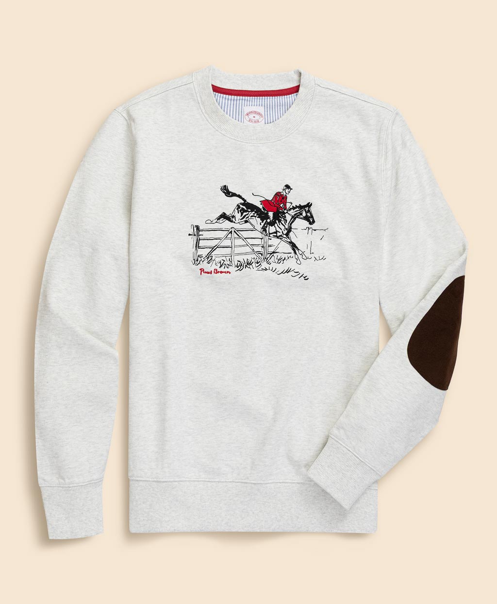 コットンフレンチテリー ポールブラウン エンブロイダリー スウェット