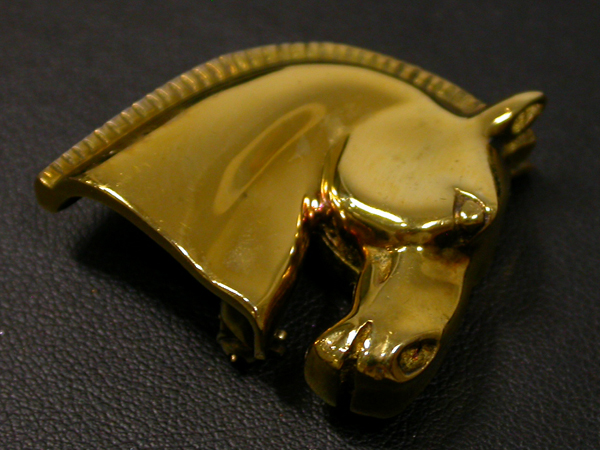 来店買取】エルメス ホース馬モチーフ ゴールド 金 メッキブローチの