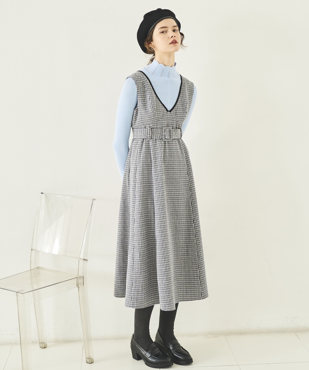 ラメツイードVネックジャンスカ