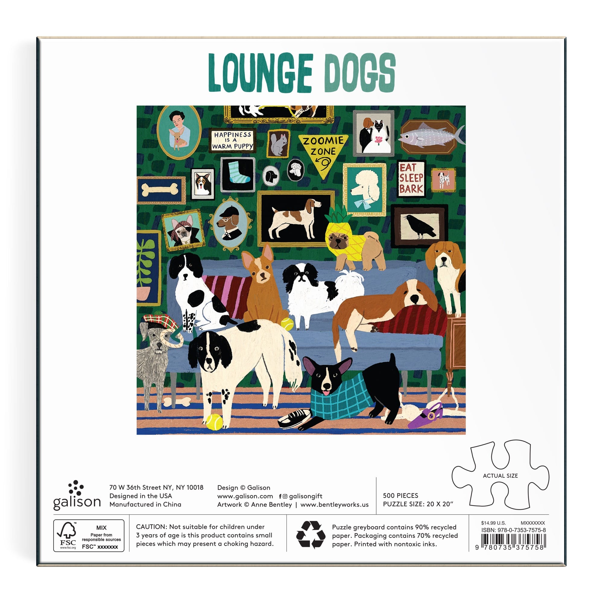 Lounge Dogs 500 Piece Puzzle – Galison