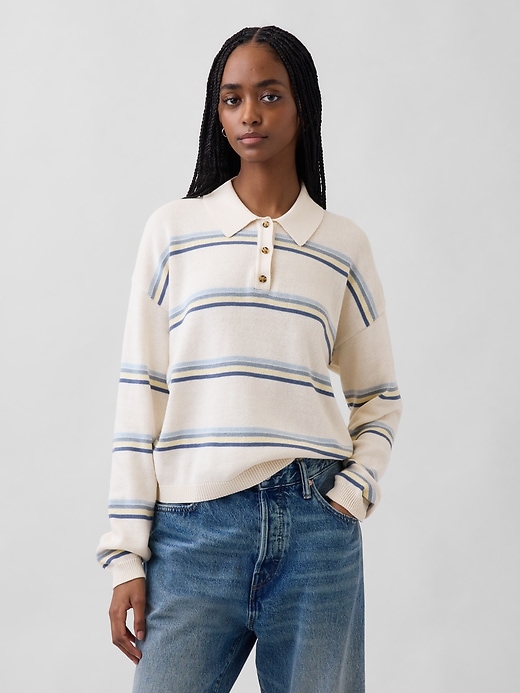 100% Cotton Relaxed Polo Sweater | Gap