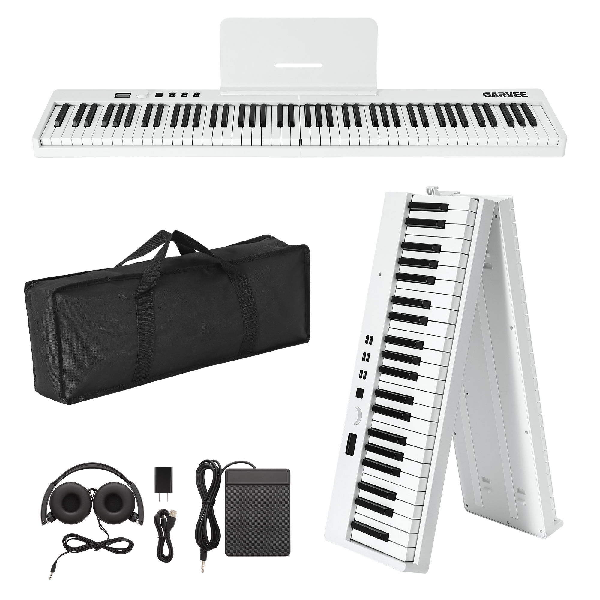GARVEE 電子ピアノ 88鍵盤 日本語操作ボタン 折り畳み スタンド 電子