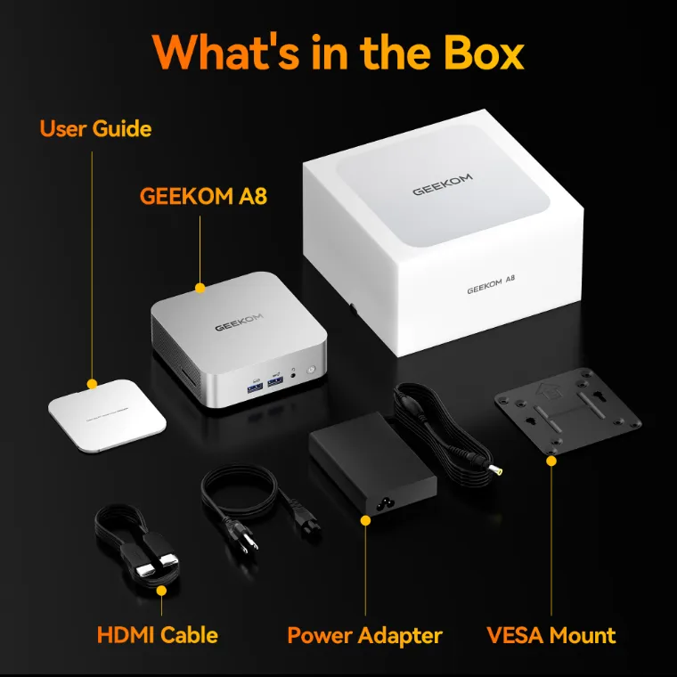 GEEKOM A8 MINI PC: NPU Processor for AI PC - Ryzen 9