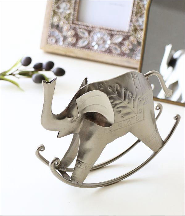 象 ゾウ ぞう 置物 オブジェ おしゃれ 雑貨 レトロ シルバー かわいい