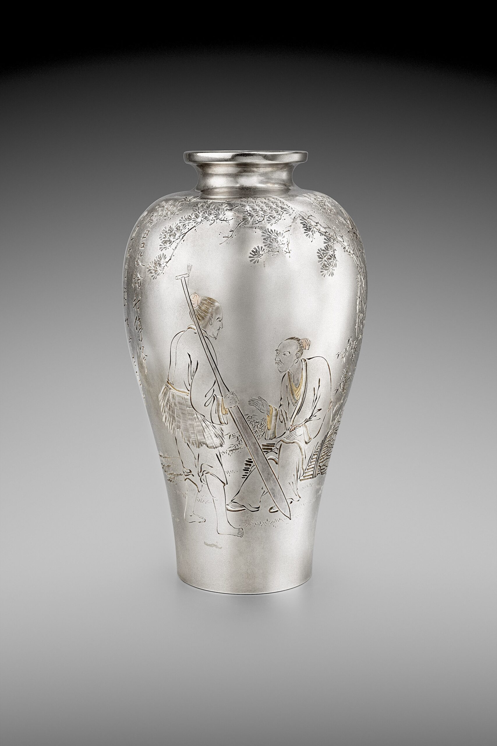 漁樵問答図銀花瓶 - Grace Tsumugi Fine Art