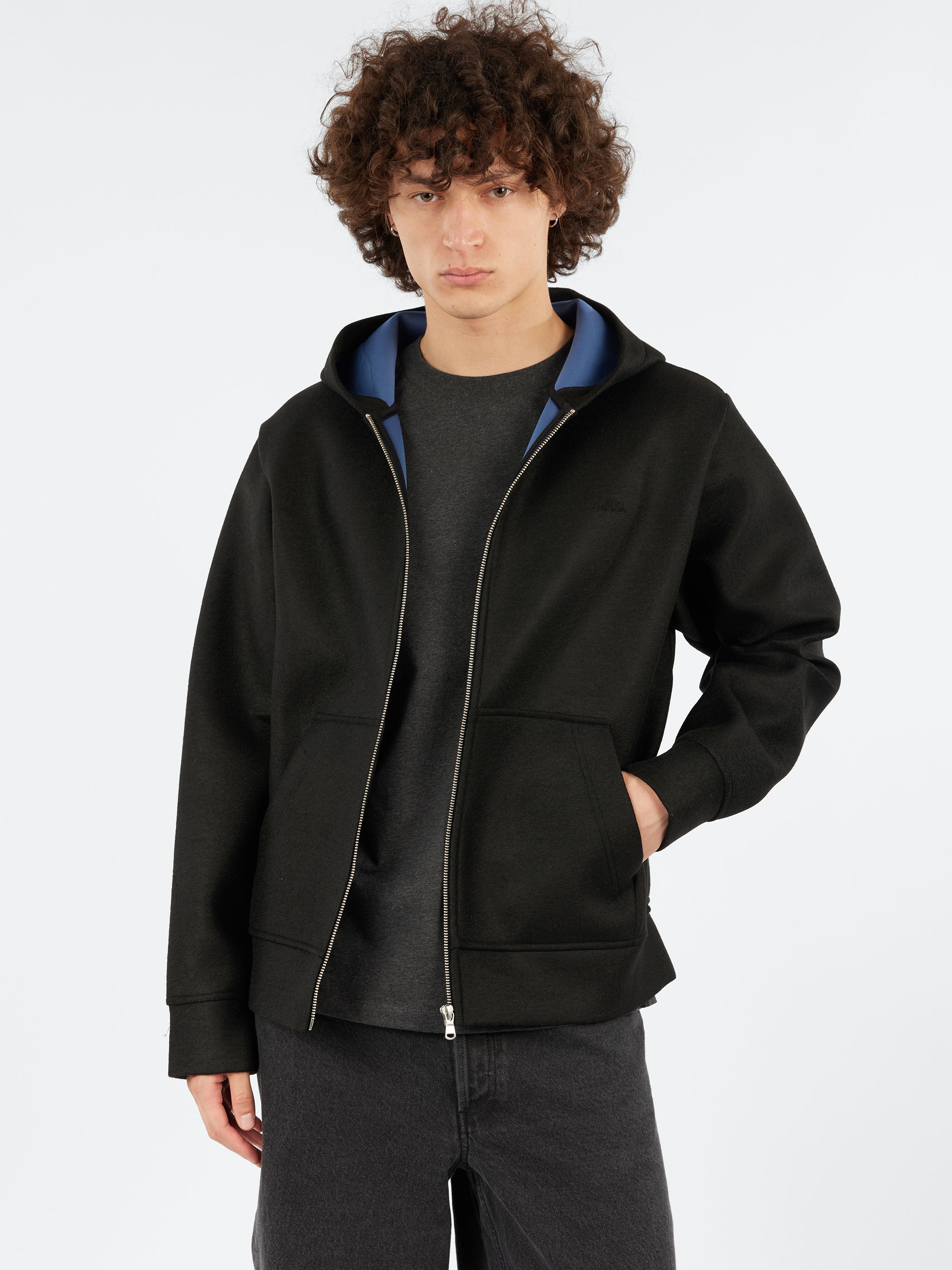 A.P.C. - Alvin Zip Up in Black – gravitypope
