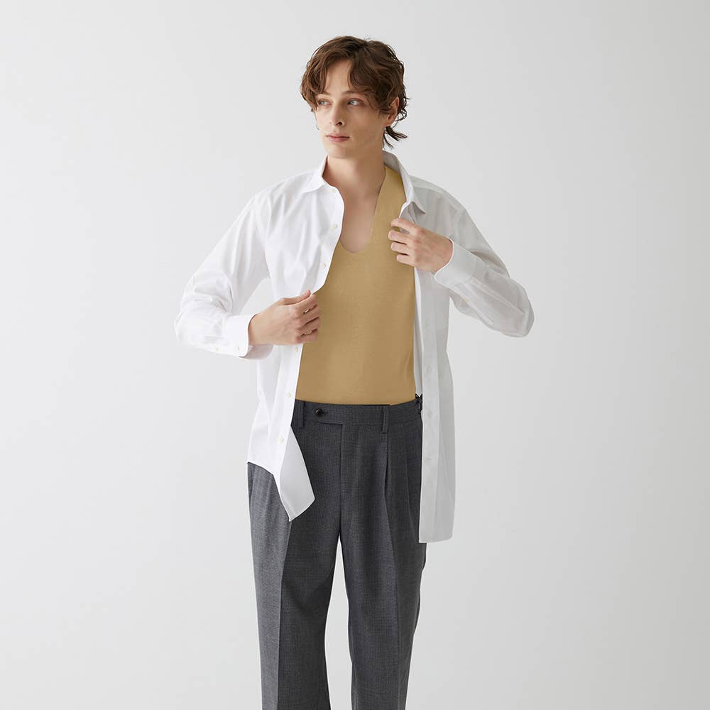 きりっぱなし】Vネックスリーブレス【SALE】 YN1518 :メンズ トップス