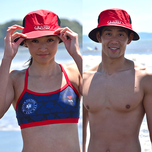 赤サーフハット (ドローコード＆あごストラップ付)