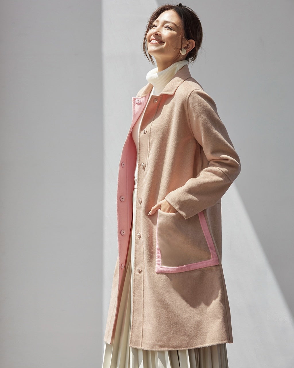 ダブルフェイス・ミニステンカラーコート/DoCLASSE