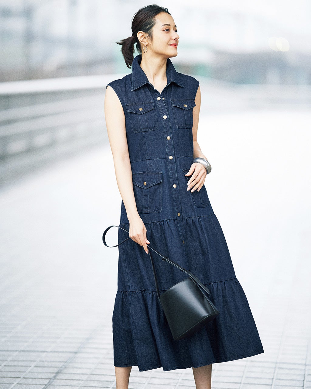 ソフトデニム・ティアードワンピース/DoCLASSE