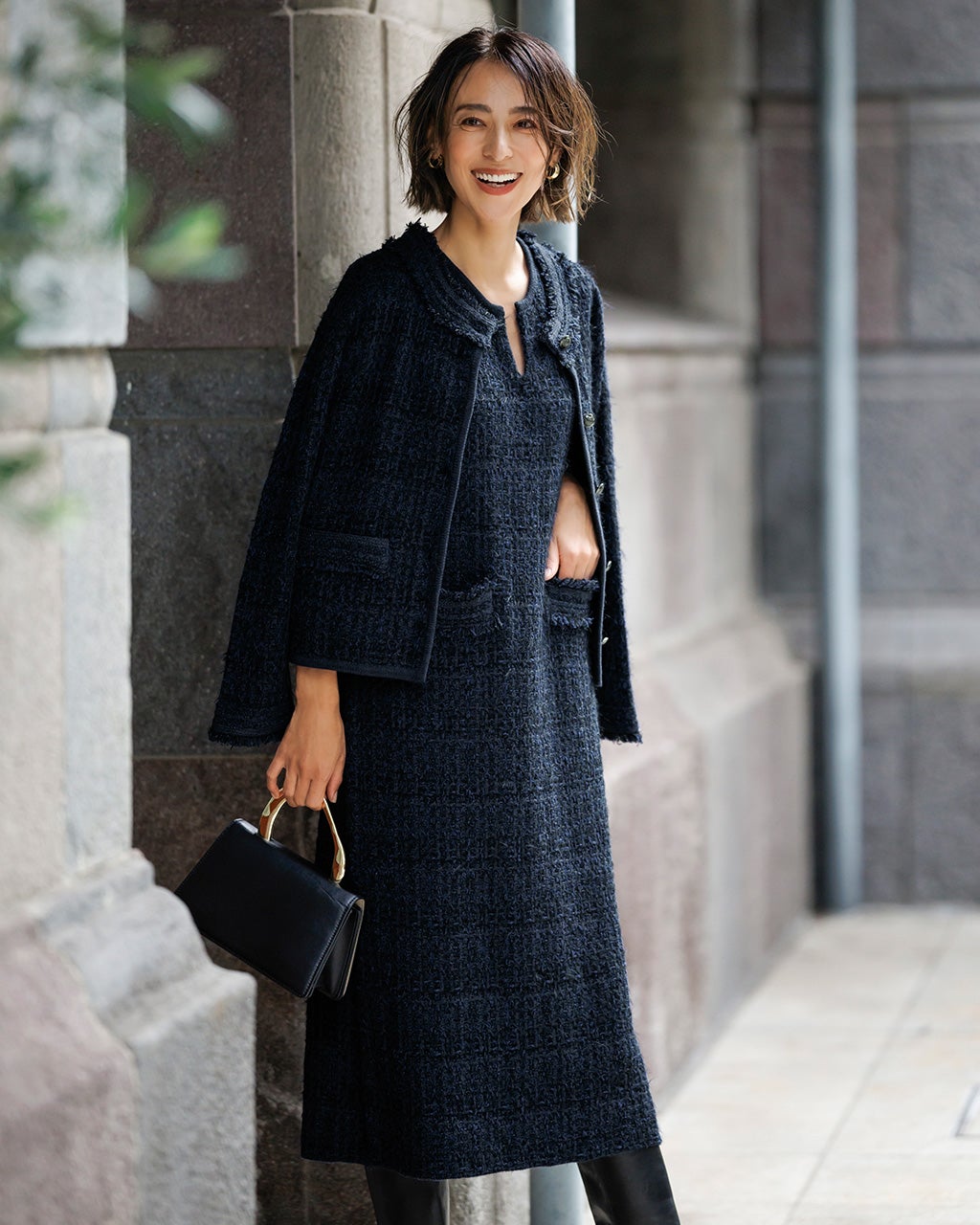 ツイーディニット・フリンジジャケット/DoCLASSE