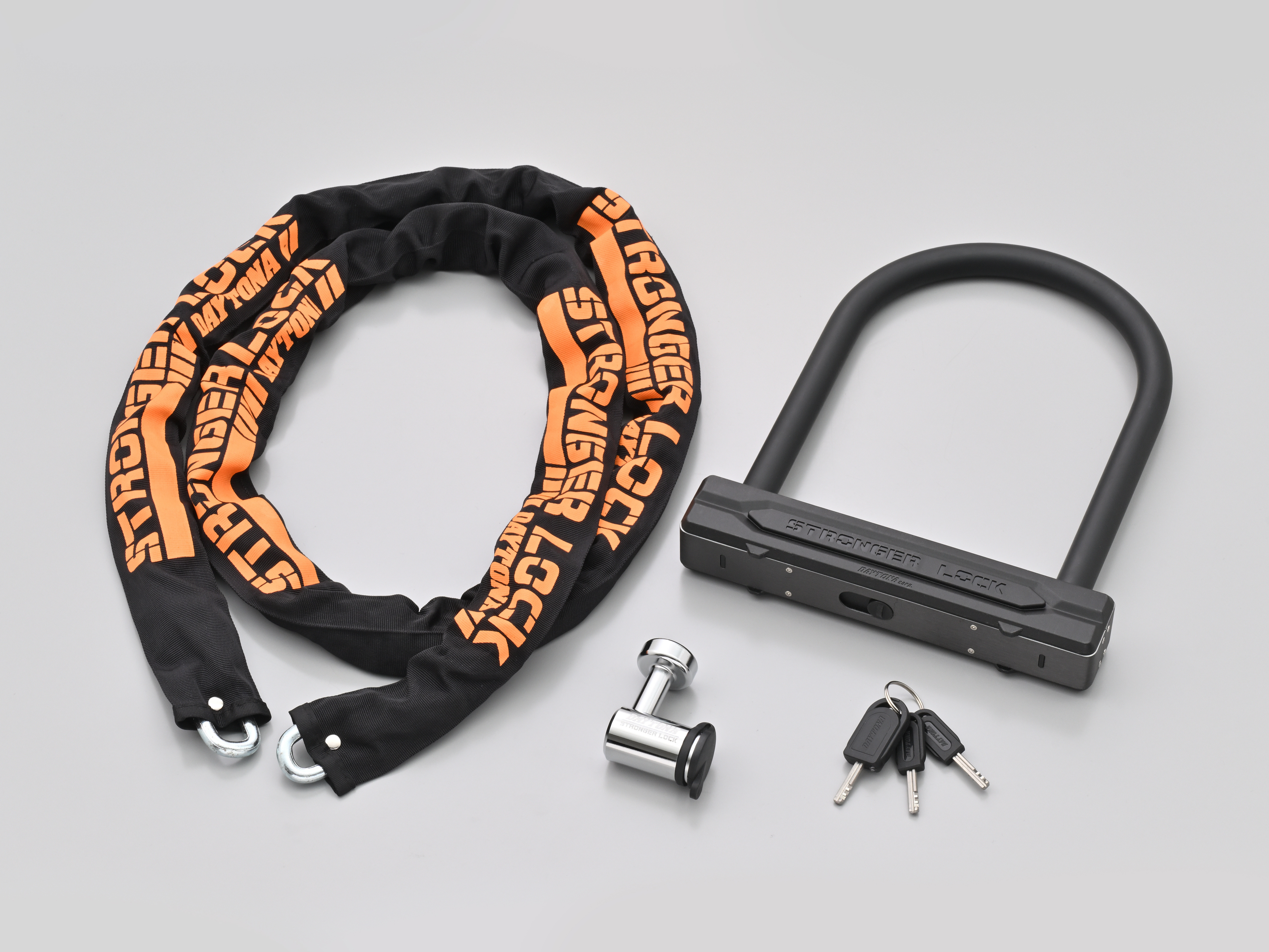 ストロンガーロックセット Φ8チェーンロック2.0+U字ロックH220mm｜株式