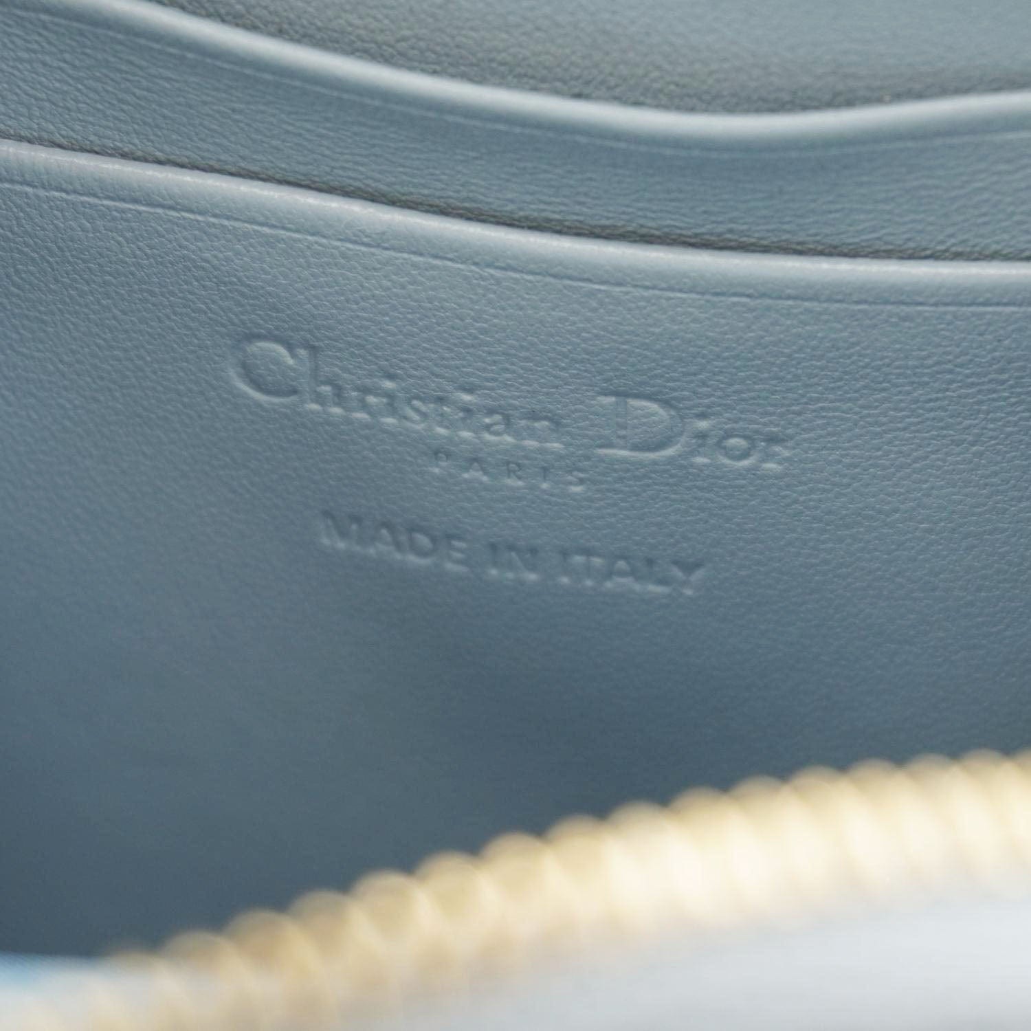 CHRISTIAN DIOR Lady Dior Call'in Cannage Leather Phone Holder Blue