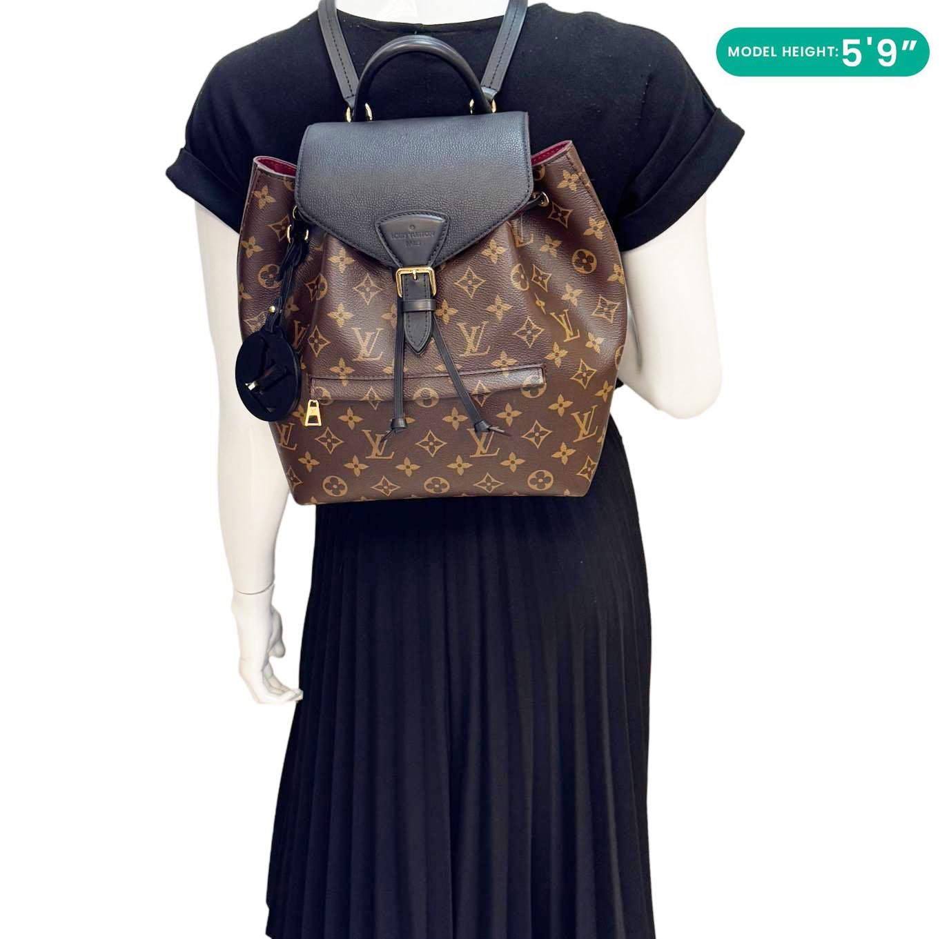 LOUIS VUITTON Montsouris NM PM Monogram Canvas Backpack Black